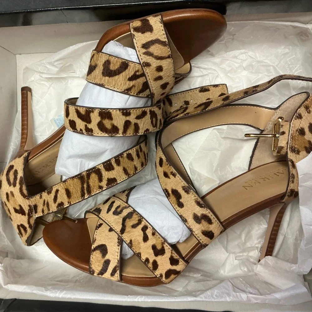 NWT Ralph Lauren Womens Gisella‎ Calf Hair Dressy Open Toe Pumps 9.5